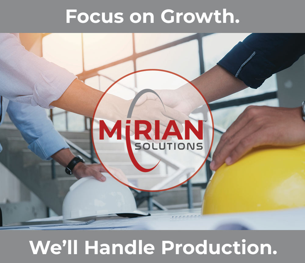 Graphic illustrating how Mirian Solutions lets clients focus on their growth while we handle the production
