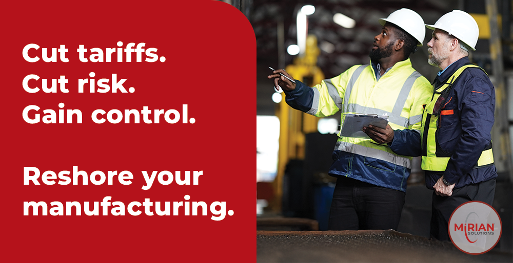 Graphic illustrating the benefits of reshoring your manufacturing